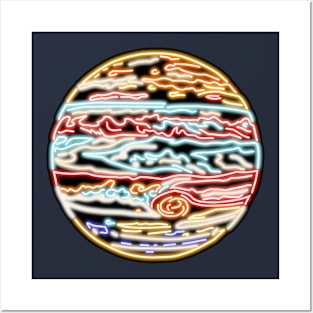 Electric Solar System Neon Jupiter Posters and Art